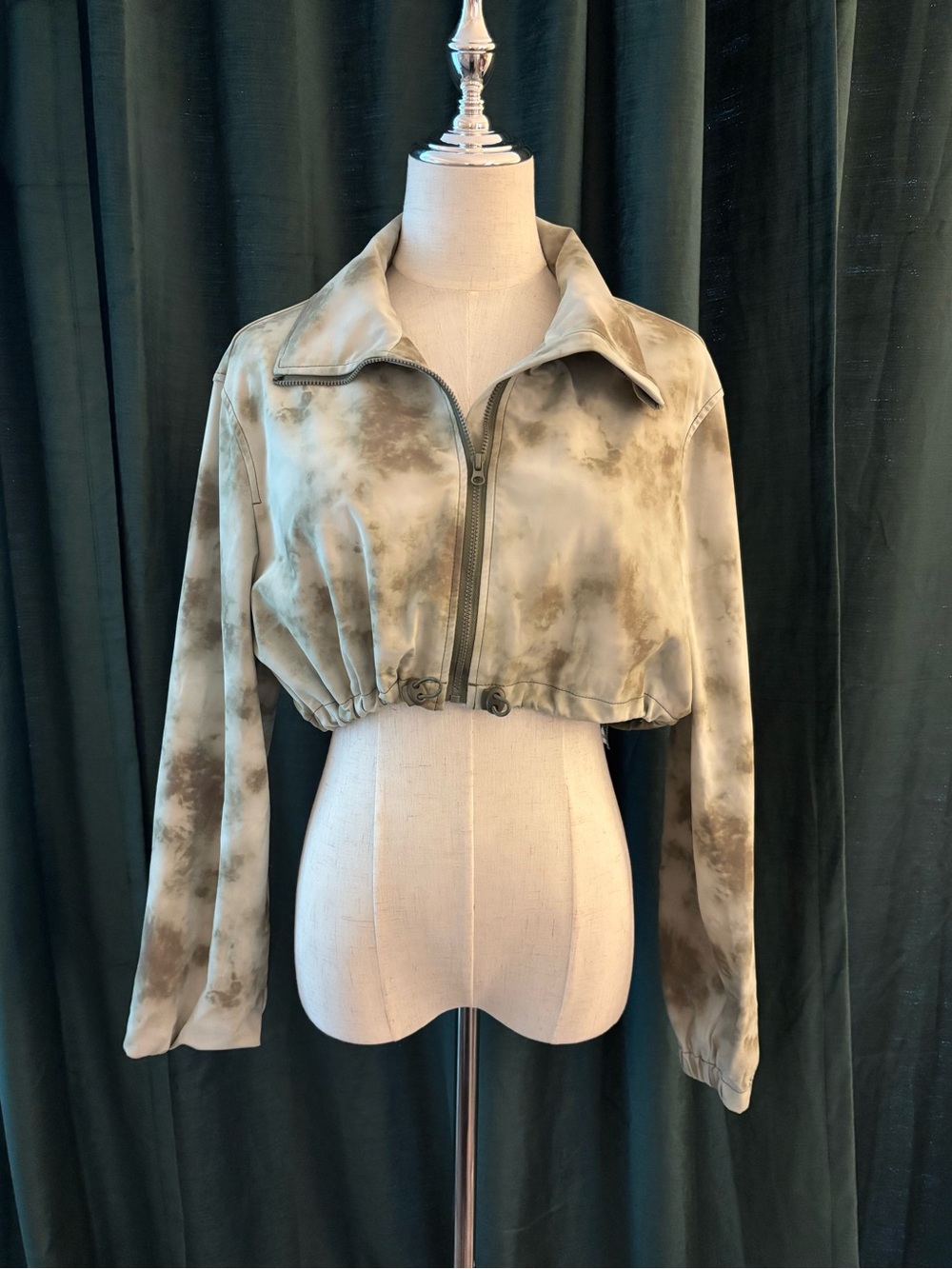 Zara Tie-Dye Lightweight Jacket in Green & Taupe
